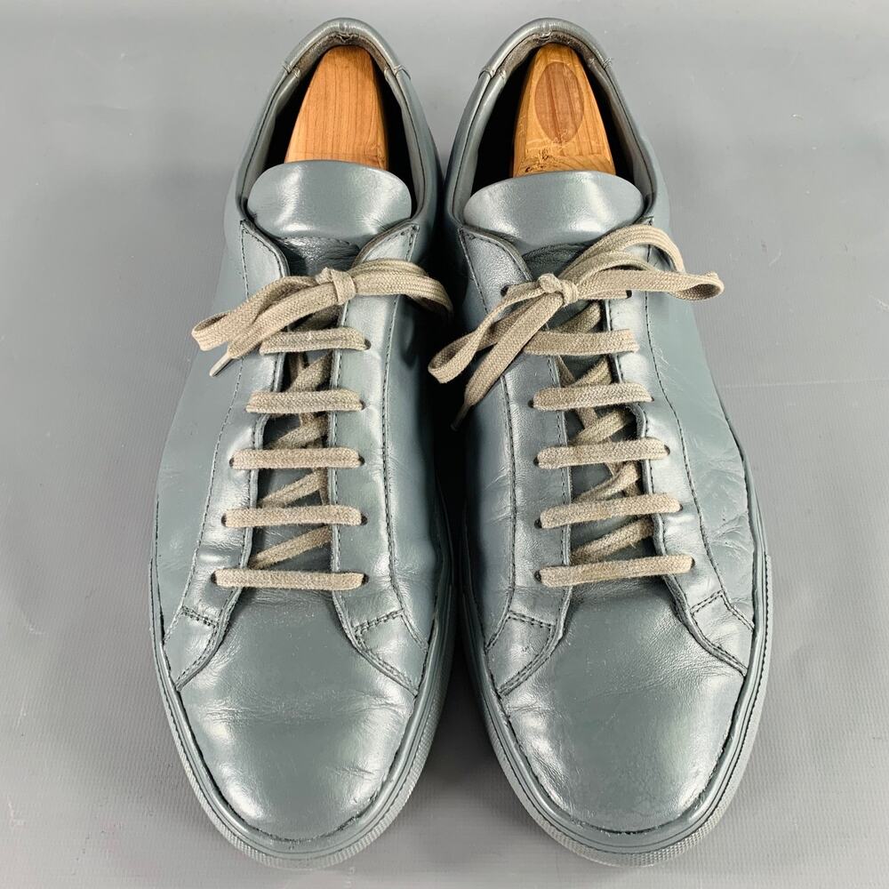 COMMON PROJECTS Size 10 Grey Leather Low Top Sneakers - Picture 4 of 10
